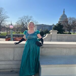 Bridgerton regency green/teal empire waist ball gown